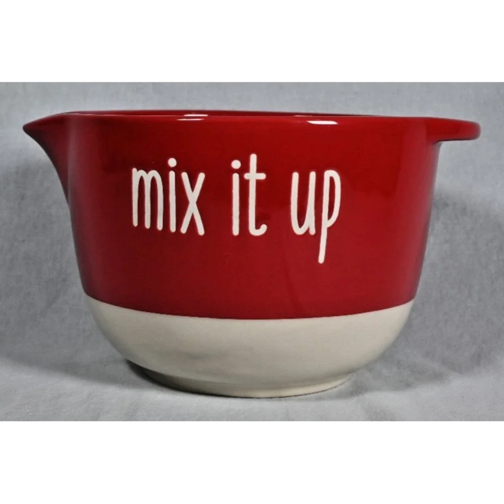 Mix It Up Red White Stoneware Mixing Bowl 5-1/4